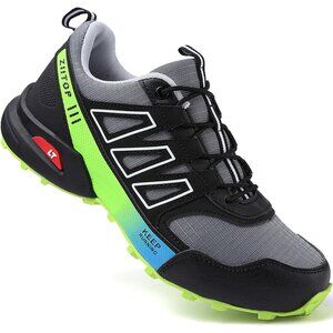 Men Grey Green Running Hiking Outdoor Walking Breathable Non-Slip Sneakers